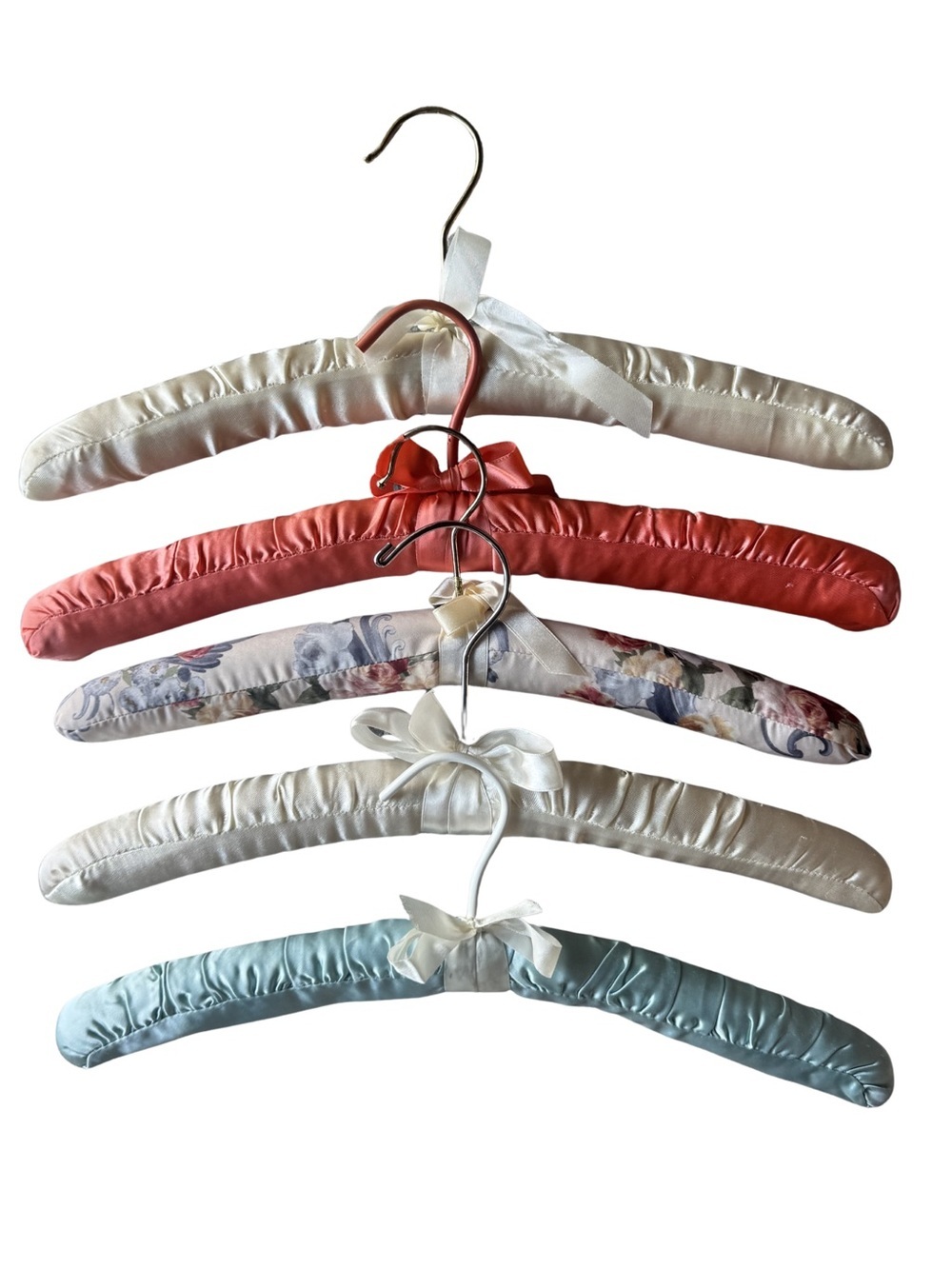 Vintage Padded Satin Clothes Hangers Set of 5 | Boudoir Closet Decor